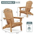 thumbnail image 2 of Outdoor Wooden Folding Adirondack Chair Set of 2 with Pre-Assembled BackRest, Wood Patio Chair for Garden Backyard Porch Pool Deck Firepit, 2 of 8