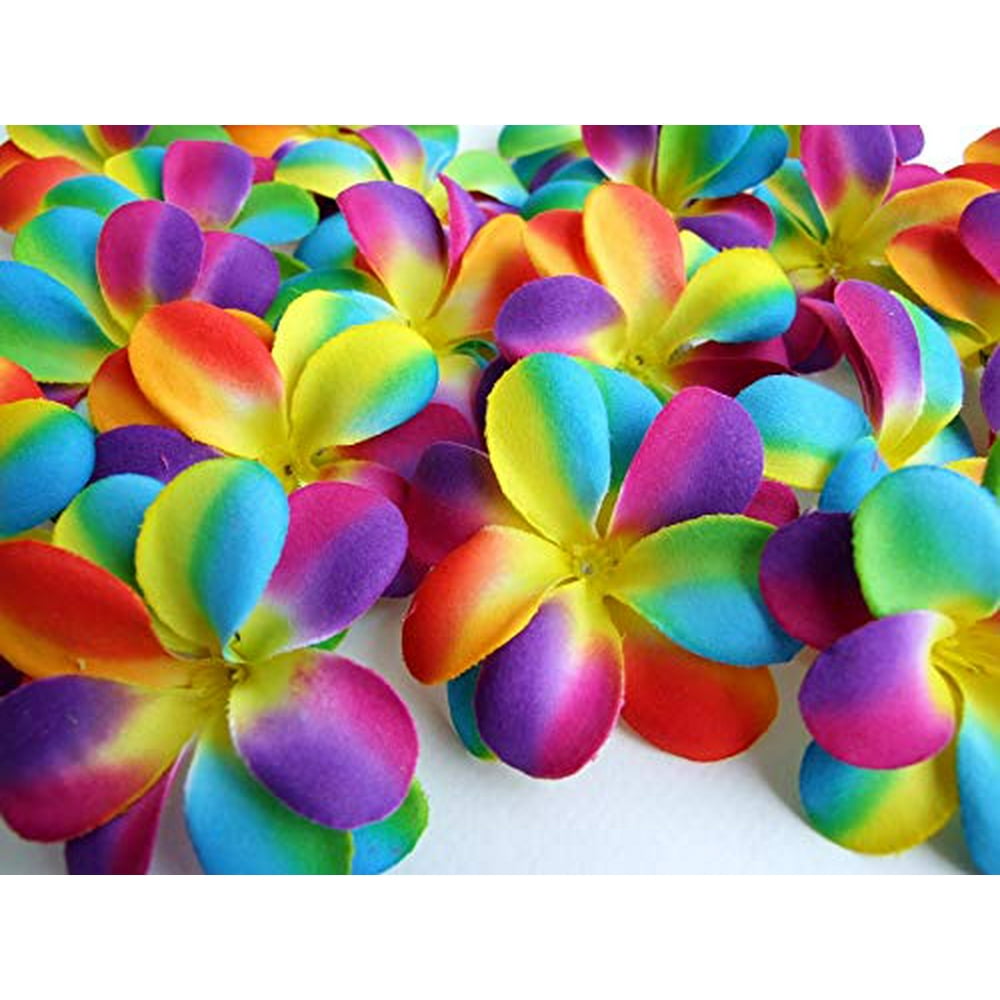 ICRAFY Artificial Flowers, 30 Pcs Plumeria Hawaiian Frangipani Rainbows