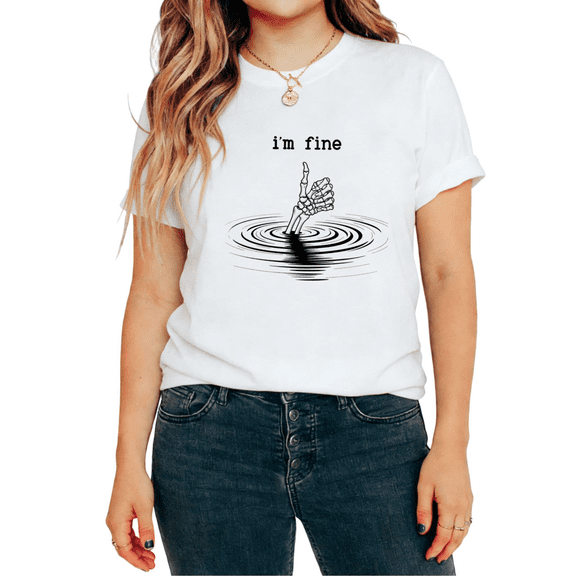 UNISHE Women Creative Survival Graphic T-Shirt Thumbs Up Bones Tees Humorous Cartoon Art Crewneck Short Sleeve Comfy Daily Tops