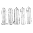thumbnail image 4 of 5 condones de extensión con puntos y estrías, de alta elasticidad, suaves, de TPE, con sensación extra, para adultos y parejas, 4 of 15