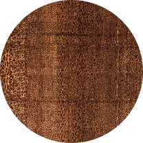 Ahgly Company Indoor Round Abstract Orange Modern Area Rugs, 4' Round