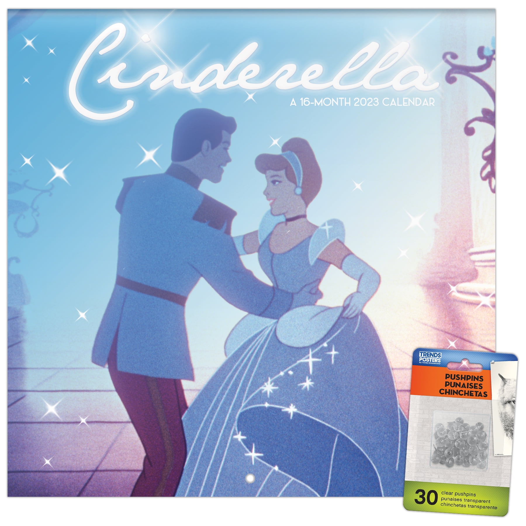 Trends International 2023 Disney Cinderella Wall Calendar & Pushpins