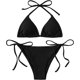 thumbnail image 1 of Traje de baño para mujer, conjunto de bikini triangular, con lazo lateral, ropa de playa Negro - G Negro - G Xishao ropa, 1 of 2