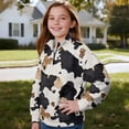 thumbnail image 3 of Uorisanigo Girls Sweatshirts Fashion Long Sleeve Lapel Zipper Sweatshirt Brown Black Cow Print Fall Trendy School Quarter Zipper Pullover Jackets for Sports and Daily Wear, 3 of 7