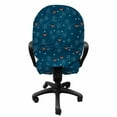 thumbnail image 3 of Winter Office Chair Slipcover, Orange Birds on Leafless Tree Branches Snowy Woods Nature, Protective Stretch Decorative Fabric Cover, Standard Size, Petrol Blue Orange White, by Ambesonne, 3 of 5