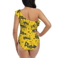 thumbnail image 5 of Honeii Vintage Excavator for women's one-piece swimsuit featuring a chic one-shoulder design experience elegance and style in the water-Medium, 5 of 6