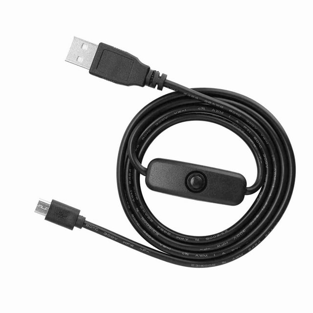 Câble de Charge Micro USB avec Interrupteur Marche/arrêt pour - Longueur 1M - Noir