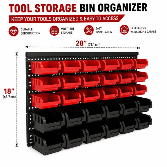 30pcs Bins Wall-Mounted Storage Rack System