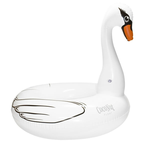 CocoNut Float: Majestic White Swan Pool Ring - 48"x43" Inflatable, Jumbo Round Water Raft, Anti-Leak, Durable, Party