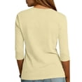 thumbnail image 4 of Elbow Length Tops for Women, Audhol 3/4 Length Sleeve Womens Tops V Neck Button down Shirts Business Casual Outfits Basic Tees Summer Top 2026 Beige 3/4 Sleeve Top Xxl, 4 of 4