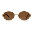 thumbnail image 4 of 90s Retro Luxury Bicycle Chain Metal Jewel Arm Oval Round Sunglasses Gold Black - Brown, 4 of 8