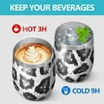 thumbnail image 4 of 12oz Stemless Wine Tumblers Black Leopard Pattern Vacuum Insulated Stainless Steel Travel Tumbler Cups Mug with Lid and Straw for Champaign,Cocktail,Beer with Cleaning Brush, 4 of 5