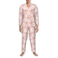 thumbnail image 3 of Fotbe Daisy And Bee Pattern Long Sleeve Pajama Set for Men,Sleepwear Set,2-piece Loungewear Set,Soft PJs Comfy Nightwear with Pockets-Large, 3 of 7