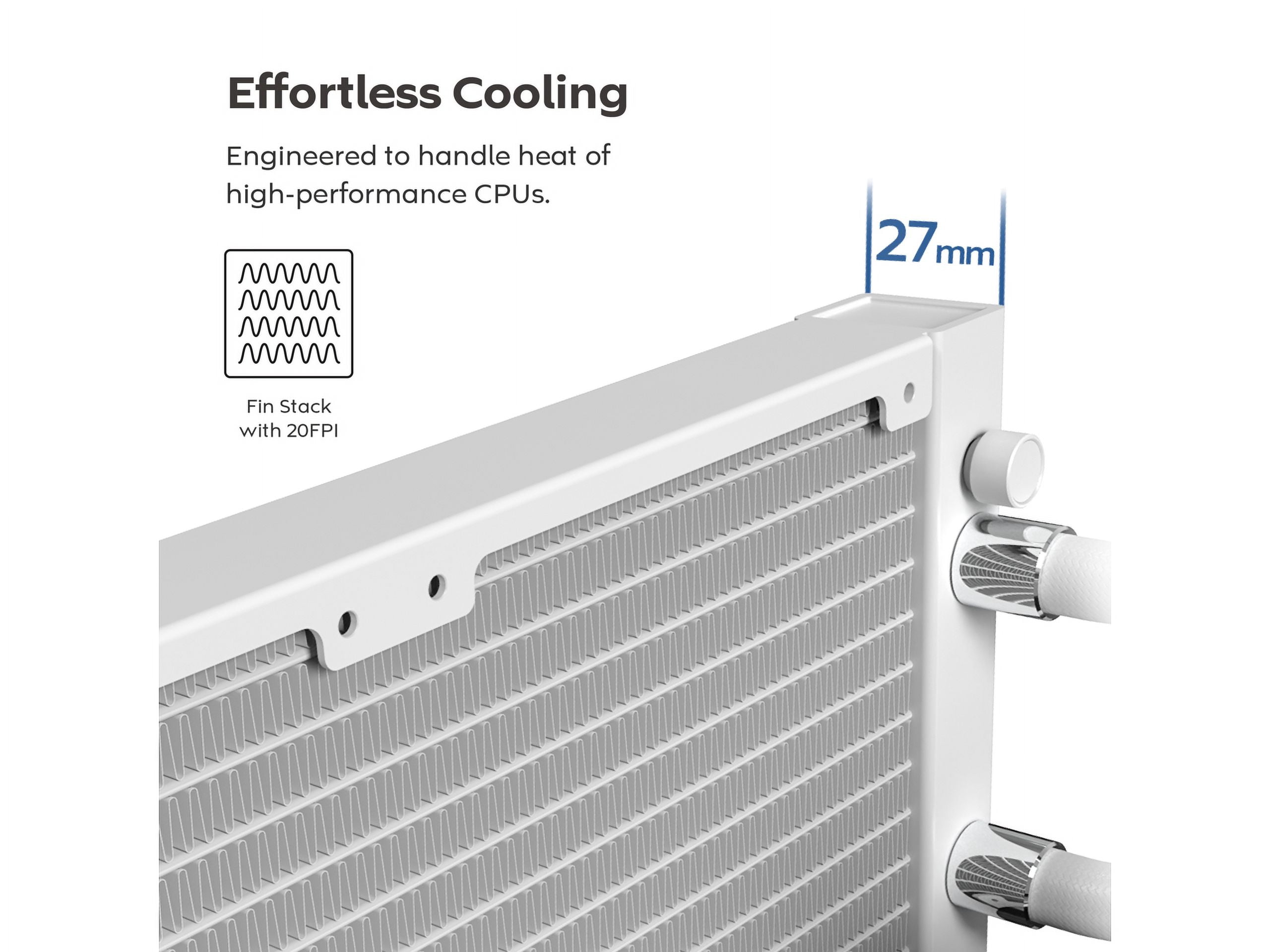 MONTECH HyperFlow Silent 360 White – Ultra-Quiet AIO Liquid CPU Cooler, 3100RPM Pump, Triple Silent Fans, High-Efficiency Radiator for Superior Heat Dissipation, Intel & AMD Compatible