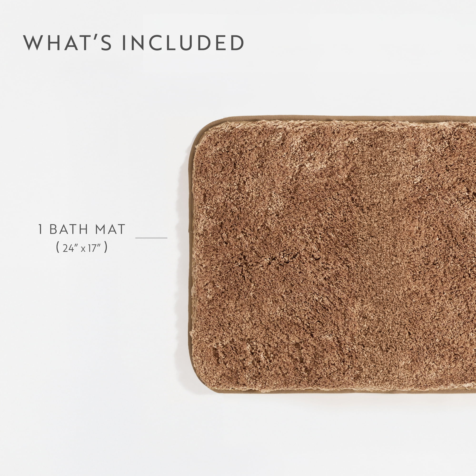 Plush Absorbent Bath Mat Rug with Anti-Skid Rubber Backing, 24 x 17, Tan, by Noble Linens