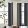 thumbnail image 5 of Topfinel Window Curtain Simple Solid Color 95% Blackout Grommet Curtain,Thermal Insulated Noise Reduce Soundproof Modern Drape for Living Room Bedroom,1 Panel,42 x 63 inch, Dark Grey, 5 of 9