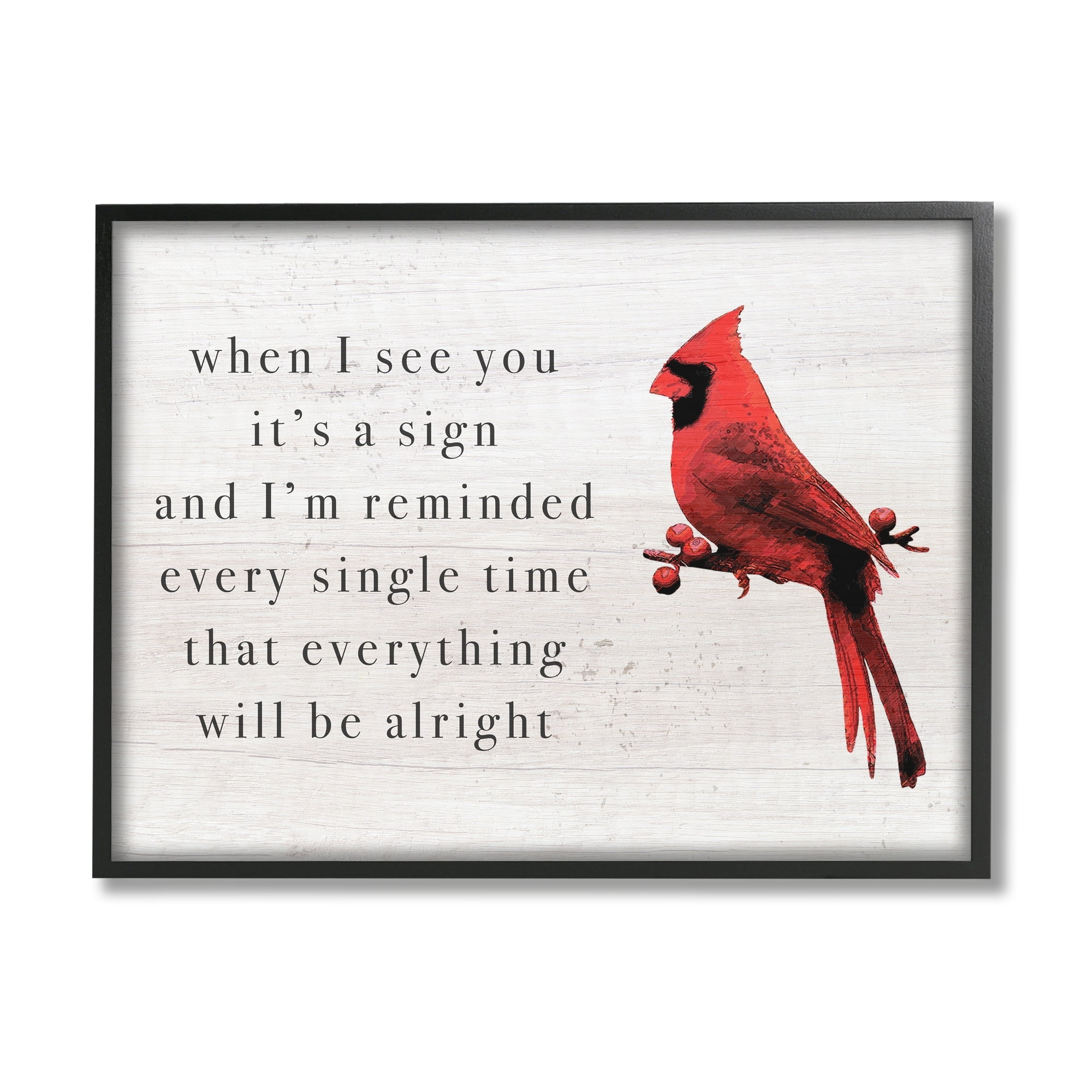 Stupell Industries When I See You Cardinal Phrase Animals & Insects Painting White Framed Art Print Wall Art