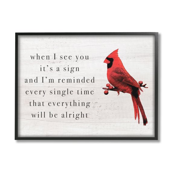Stupell Industries When I See You Cardinal Phrase Animals & Insects Painting Black Framed Art Print Wall Art
