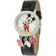 Mickey Mouse Analog Watch, Black Croco PU Strap
