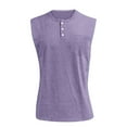 thumbnail image 5 of LODIENY Tank Tops Henley Shirts for Men Sleeveless Gym Workout Running Beach Summer Vintage Button Down V Neck Solid Muscle T-Shirts with Pockets Purple XXL, 5 of 7