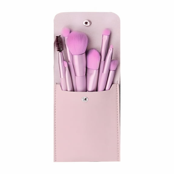 ACDANC 8pc Makeup Brushes Set with Bag, Basic Brush Heads, Travel Wood Makeup Brush Kit Candy Colored Gift for girls Beaut Portable Macaron