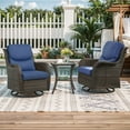 thumbnail image 2 of OPOHORO 3PCS Outdoor Swivel Chair Set with 2-Tier Side Table, All Weather Brown Wicker Rattan Oversized High Back Patio Chairs with Patio End Table for Porch Garden Balcony - Blue, 2 of 11