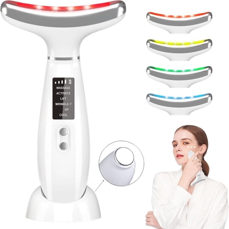 Facial and Neck Massager, 6 in 1 Light Therapy Face Sculpting Tool with Vibration, Thermal, Cooling, Face and Neck Beauty for Skin Care Tool at Home