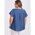 thumbnail image 3 of DARING DIVA Women's Plus Crew Neck Ruffle Casual Blouse 4X Dark Blue, 3 of 5
