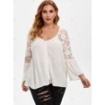 thumbnail image 2 of Botón de bucle del cordón del ganchillo V cuello más el tamaño de la blusa Rosegal Blusas Tallas Grandes, 2 of 5