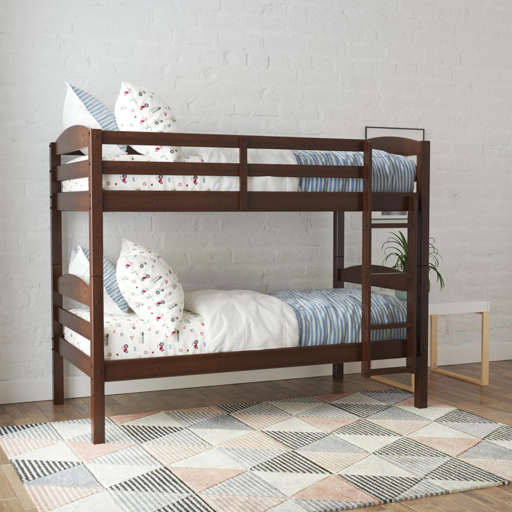 Better Homes & Gardens Leighton Wood TwinOverTwin Bunk Bed, Mocha