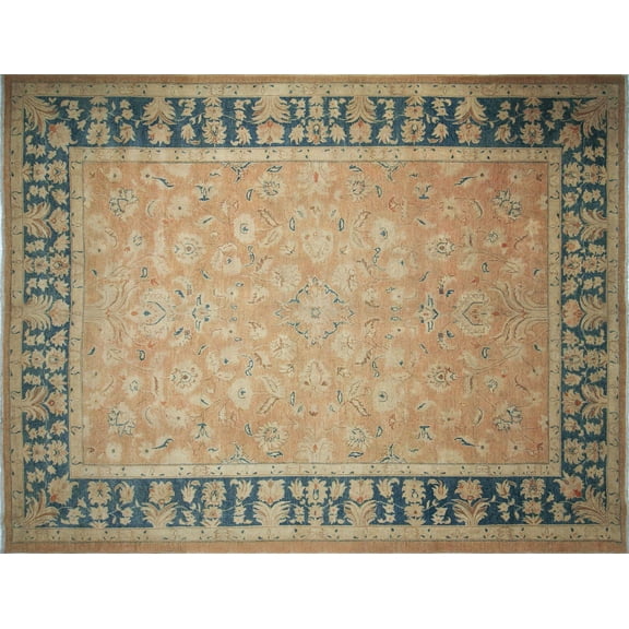 Sun-Faded Didar Beige/Blue Rug, 9'11" x 13'0"