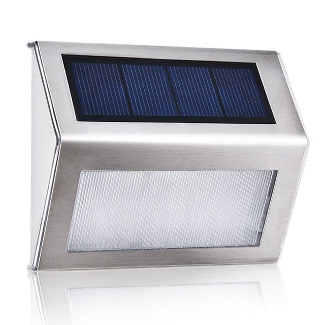 1 paquete de 3 luces solares LED para exteriores, impermeables, de acero inoxidable, luces solares de seguridad alimentadas por energía solar, luces de pared inalámbricas para jardín, patio, escaleras, estacionamiento, patio, blanco cálido Kuyhfg Bienvenido a Kuyhfg