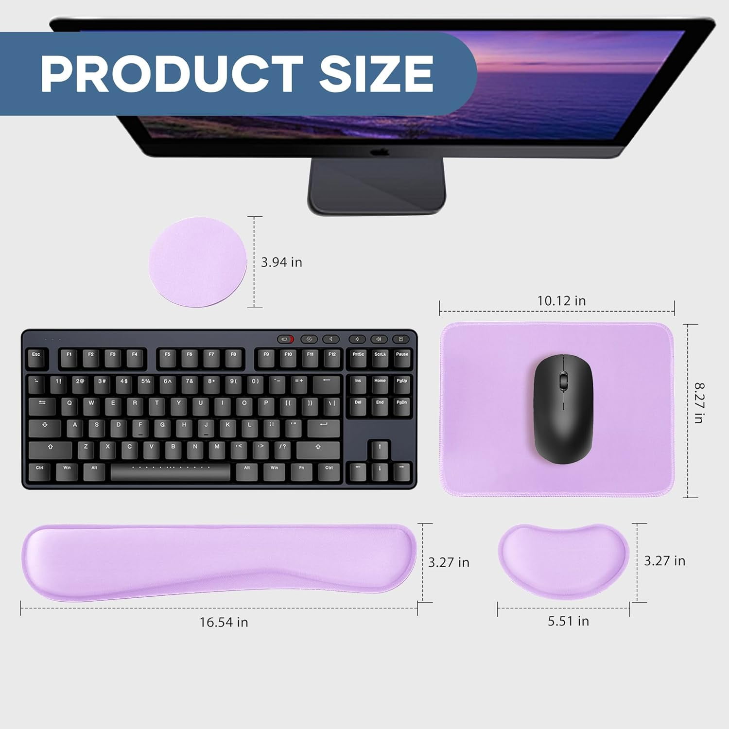 Office Ergonomic Memory Foam Computer Mouse and Keyboard Wrist Rest pad Support Carpal Tunnel, Wrist Rest for Keyboard and Mouse, Wrist Support Set