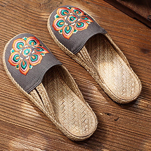 Zapatillas Retro suaves, cómodas y transpirables bordadas de estilo étnico para mujer Wmkox8yii hj789