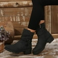 thumbnail image 2 of Bottes à Talon Moyen Bout Rond Plissé avec Fermeture Éclair Latérale Couleur Unie Mode Décontractée pour Femmes, 2 of 7