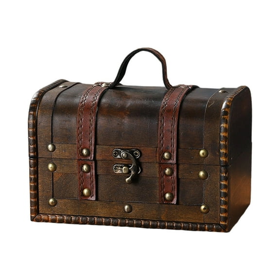 AOOOWER Elegant Sturdy Wood Travel Trunk European DesignS Storage Case Home Decoration for Clothes and Accessories Storage