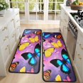 thumbnail image 4 of Kitchen Rugs Sets Of 2,Purple Yellow Blue Butterfly Pattern Anti Fatigue Kitchen Mat Rugs Non Slip Washable,Decorative Kitchen Floor Mats for Kitchen,Sink,Laundry,17"x47"+17"x47", 4 of 5