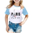 thumbnail image 1 of Toddler Girls Summer Tops Tees Fashion Games Letter Graphic Printed Raglan Color Block Short Sleeved Pullover Tee Blouse Spring Shirts For Boy 6-7T, 1 of 4