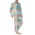 thumbnail image 2 of KLL Colorful Donut Sleepwear Mens Flannel Pajamas,Long Cotton Pj Set, 2 of 7