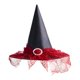 thumbnail image 5 of Sombrero de bruja de Halloween, accesorio de disfraz de mago, sombrero puntiagudo para adulto para Halloween Rojo, 5 of 7