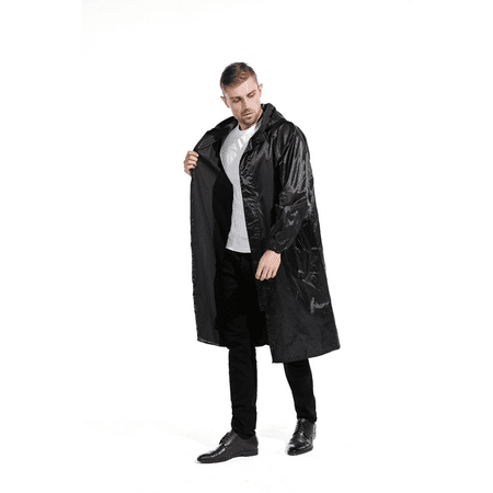 Men s Waterproof Rain Jacket with Hood Lightweight Windproof Outdoor Active Long Raincoat