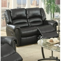 Black Bonded Leather 1pc Manual Motion Loveseat with Metal Reclining, Ideal for Living Room