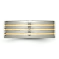 thumbnail image 4 of Primal Steel Titanium with 14K Yellow Inlay 8mm Flat Band, 4 of 6