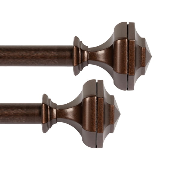 Deco Window Adjustable Curtain Rod for Windows 44 to 120 Inch (Pack of 2) Extendable Heavy Duty 1 Inch Iron Drapery Pole with Finials Wall Mounted French Door Curtain Rods (Brown)