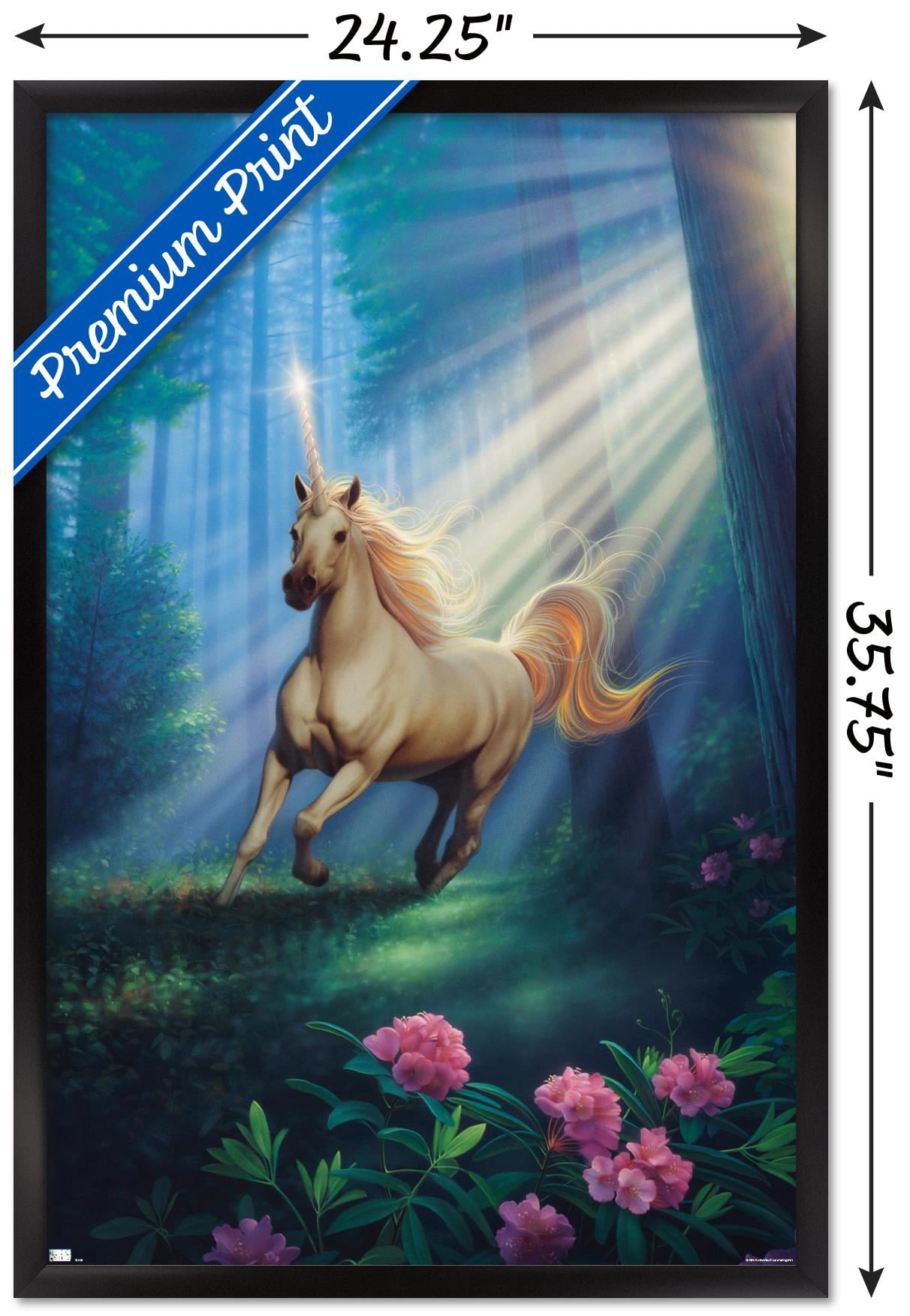 Kirk Reinert - Secret Forest Unicorn Wall Poster, 22.375" x 34", Framed