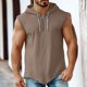 thumbnail image 2 of M Y M Camisa sin Mangas con Capucha Color Plano Clásico Cuarto Cremallera Deportes Casuales Color Sólido Superior para Hombres, 2 of 7
