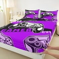thumbnail image 3 of Feelyou 3D Gamepad Lover Queen Sheet Sets for Teens, Video Gaming Gamer Flat Sheet, Purple Cartoon Game Theme Queen Fitted Sheet, Lightweight Room Decor, 4 Pieces, 3 of 7