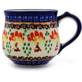thumbnail image 3 of Polish Pottery Small Bubble Mug (Blooming Red Theme) Hand Painted in Boleslawiec, Poland + Certificate of Authenticity, 3 of 6