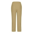 thumbnail image 5 of Lovskoo Capri Pants for Women Cotton and Linen Summer Pants Casual Solid Color Elastic Waist Linen Pockets Lounge Pants Khaki, 5 of 6