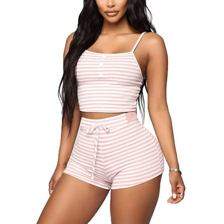 

MERSARIPHY Women s Basic Striped Pajamas Set